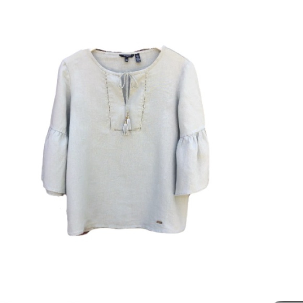 Bell Sleeve Top Light Blue Linen XL